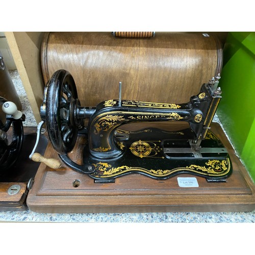 396 - 2 cased manual Singer sewing machines (11748724 & 83052502059250) & cased manual Avenue sewing machi... 