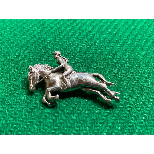 266 - Silver horse & rider brooch