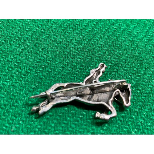 266 - Silver horse & rider brooch