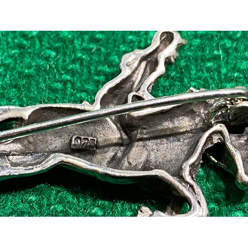 266 - Silver horse & rider brooch