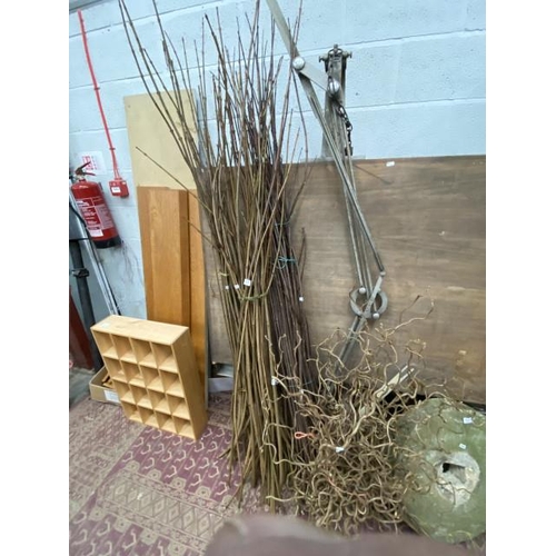 155 - 3 bunches of floristry sticks approx. 210H & a bunch of twisted hazel