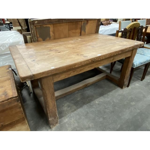 164 - Rustic pine dining table 75H 153W 90D