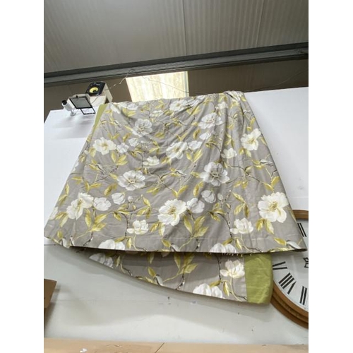 175 - Pair of thermal lined floral/bird print curtains 115cm wide x 210cm drop