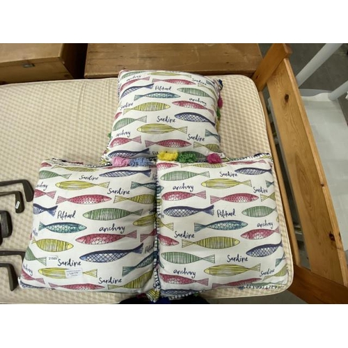 177 - 3 multi-coloured 'Fish' cushions