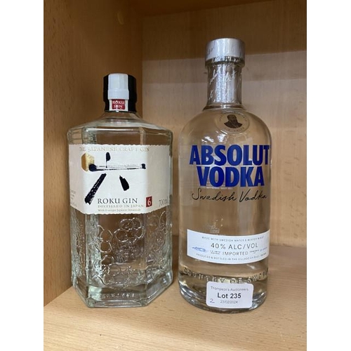 235 - ROKU gin 700ml & Absolut vodka 700ml