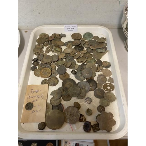 274 - Tray of metal buttons from metal detecting