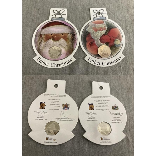 276 - 2x Pobjoy Father Christmas 50p's (2018 & 2020)