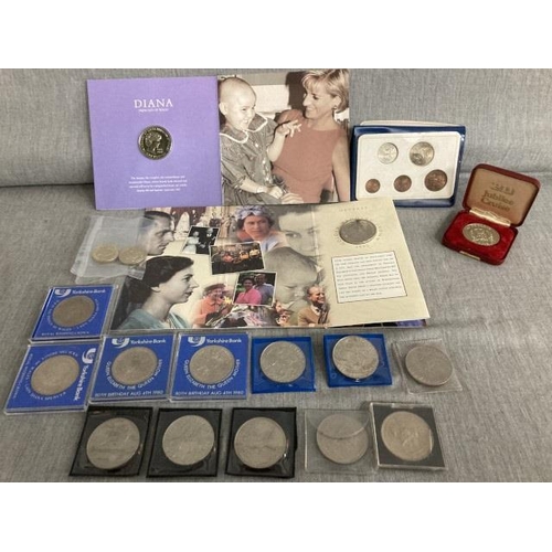 319 - Coins; Royal Mint Diana Princess Of Wales Memorial Coin, Royal Mint Commemorative Golden Wedding Cro... 