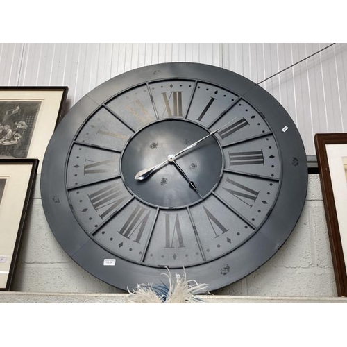 350 - Grey metal wall clock 100cm diameter