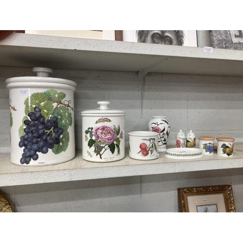 356 - 9 pieces of Portmeirion 'The Botanic Garden' china inc. bread crock, biscuit barrel, salt & pepper, ... 