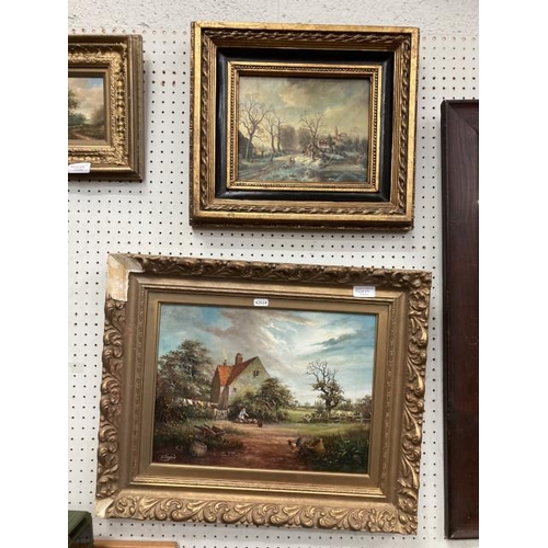 371 - Gilt framed signed H. Taylor cottage scene oil painting with certificate of authenticity on reverse ... 