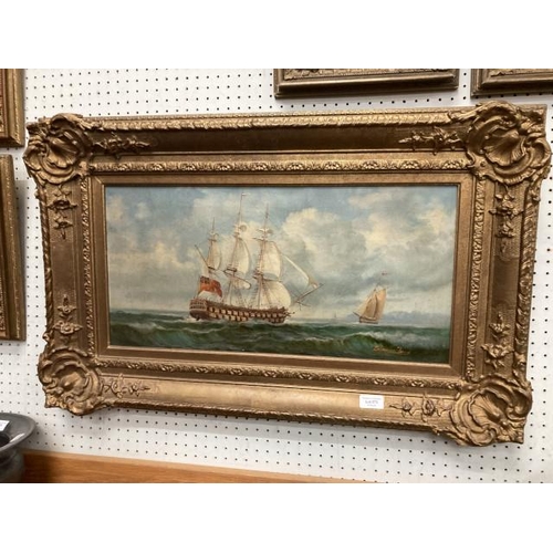 373 - Gilt framed Robinson Jones nautical oleograph 82x52cm