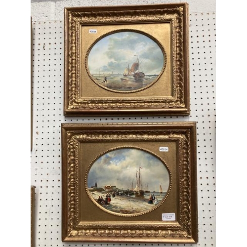 379 - Two gilt framed signed J. Dupont oils depicting fishing boats with certificates of authenticity to r... 