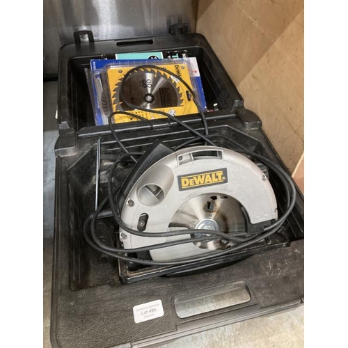 456 - Cased Dewalt DW62-GB circular saw & additional blades