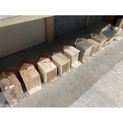 462 - 10 handmade bird boxes & one bat box (new)