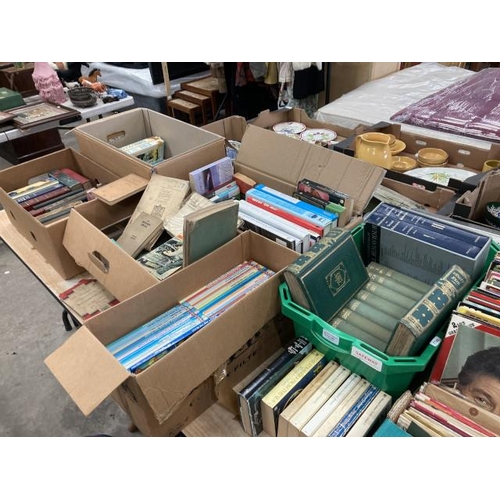 481 - Boxes of assorted books and paperbacks including Bunty Annuals, Disney books, 8 volumes of Charles D... 