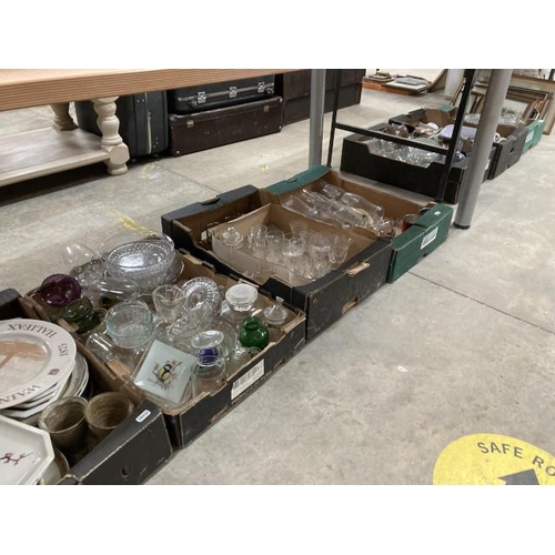 491 - 7 boxes of assorted glassware including candleholders, fruit dishes, glasses, vases etc, Royal Doult... 