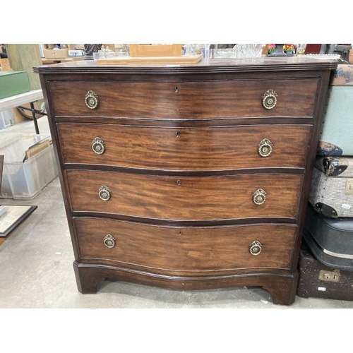 496 - Victorian mahogany bow fronted chest of drawers 90H 90W 51D