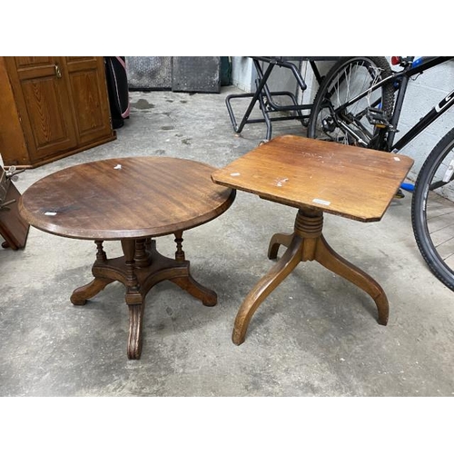 75 - 2 mahogany coffee tables 43H 60cm diameter & 51H 48W 45D