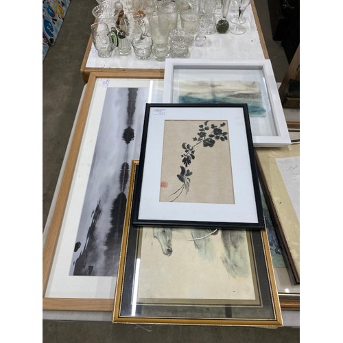 467 - Assorted collection of framed prints, water colours and pastels including 6 miniature countryside wa... 