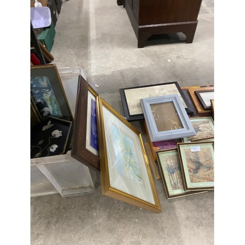 467 - Assorted collection of framed prints, water colours and pastels including 6 miniature countryside wa... 