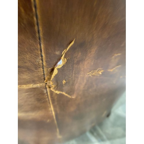 58 - 'Chester's' tan distressed leather tub chair (as found) 77W