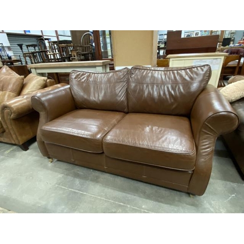 100 - Brown leather settee 180W