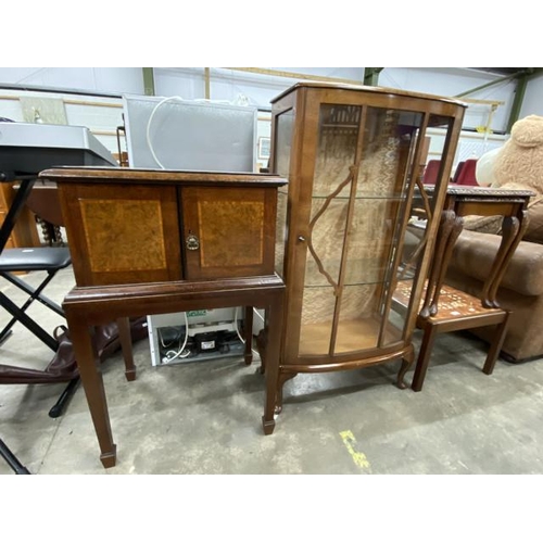 113 - Victorian mahogany/walnut music cabinet 89H 56W 44D, Edwardian display cabinet 115H 60W 31D etc