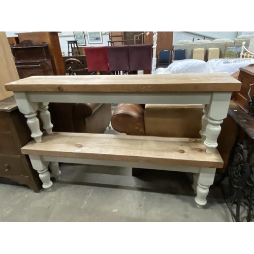 115 - 2 good quality pine benches 49H 145W 30D