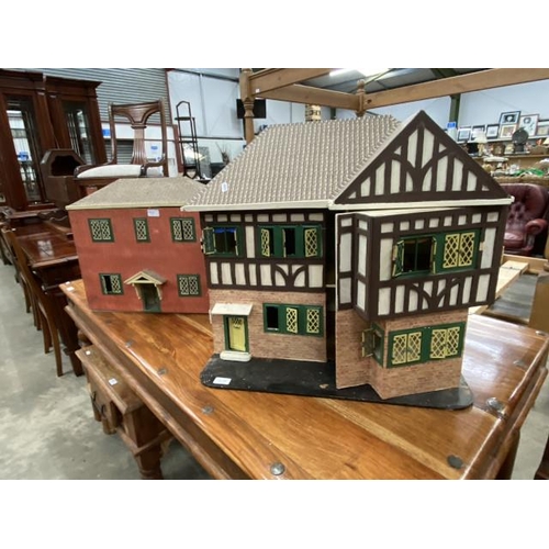 124 - 2 handmade dolls houses with assorted furniture