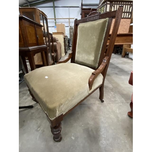 125 - Victorian mahogany framed fireside chair 60W