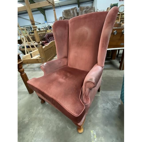 126 - Victorian upholstered wing armchair 85W