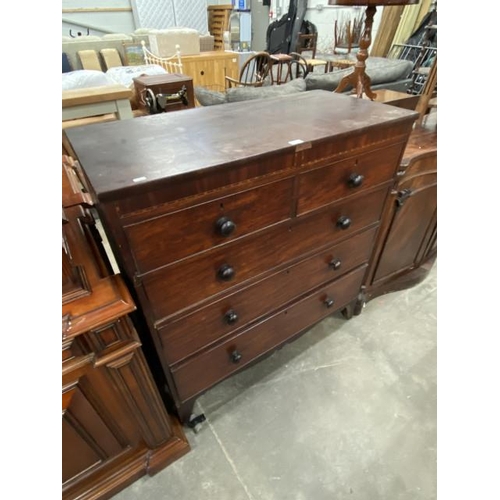 133 - Victorian mahogany inlaid chest of drawers 112H 106W 50D