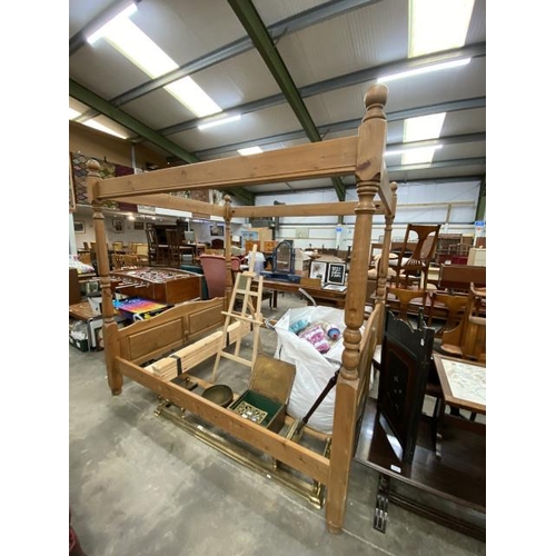 136 - Pine king size 4 poster bed with lats