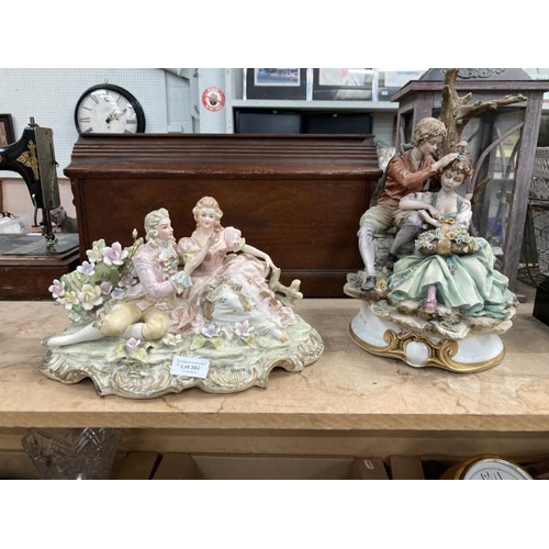 382 - Capodimonte figurine & classical figurine table lamp