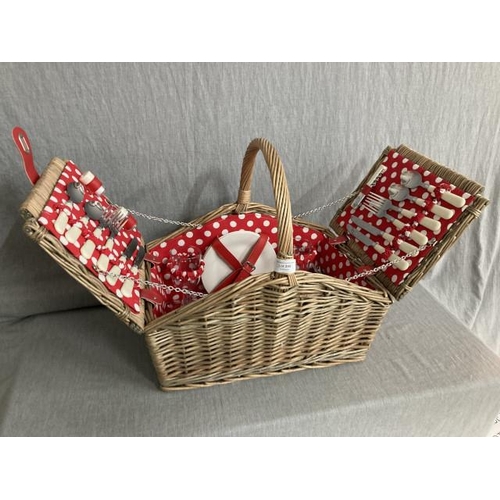 390 - Wicker picnic basket with contents