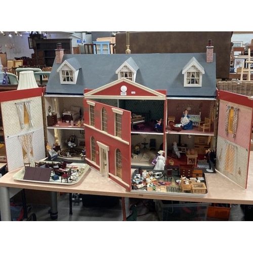 420 - Fully furnished collectors doll's house and accessories with lighting 180W 84H 40D (trays not includ... 