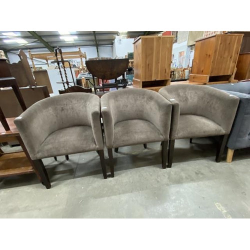 82 - 3 upholstered tub chairs 65W