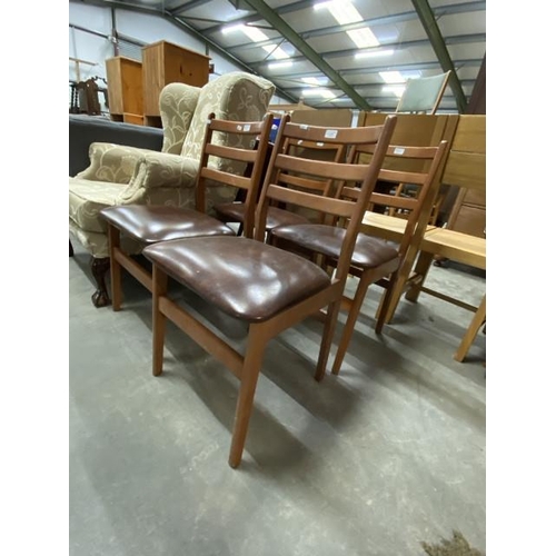 85 - 4 mid century teak chairs 42W