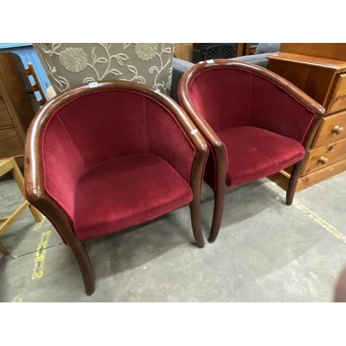 87 - Pair of mahogany framed tub chairs 62W