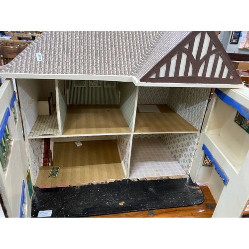 124 - 2 handmade dolls houses with assorted furniture