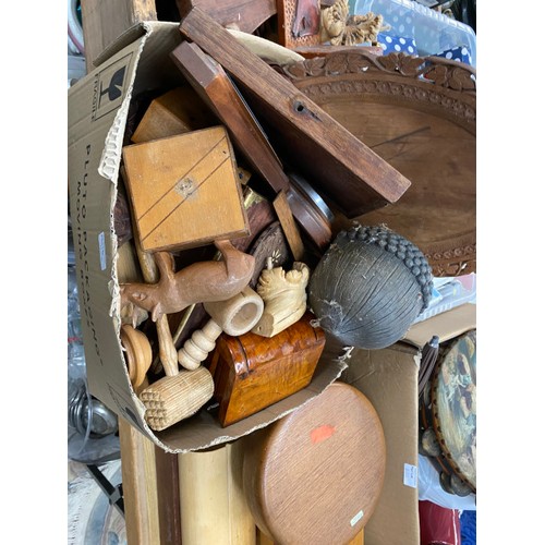 432 - Assorted collectables including quantity of treen, stoneware jars and hot water bottles, Wade porcel... 