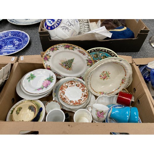 431 - 10 boxes of china and collectables including Royal Albert Christmas Magic plate, assorted cups and s... 