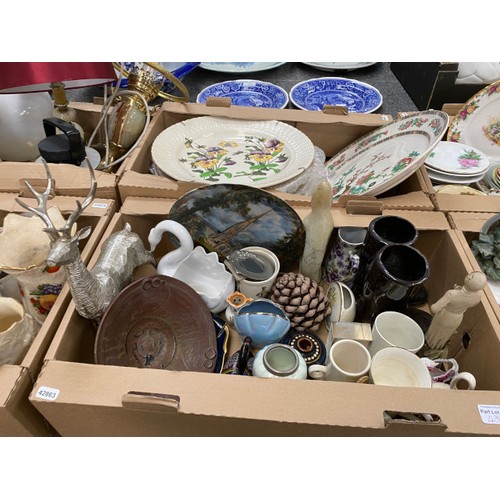 431 - 10 boxes of china and collectables including Royal Albert Christmas Magic plate, assorted cups and s... 