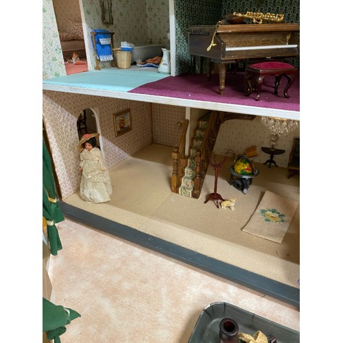 420 - Fully furnished collectors doll's house and accessories with lighting 180W 84H 40D (trays not includ... 