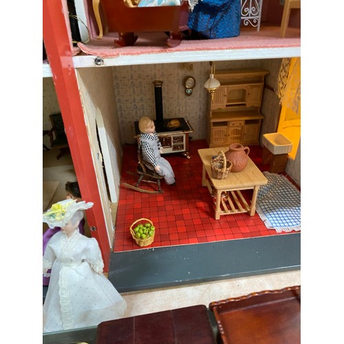 420 - Fully furnished collectors doll's house and accessories with lighting 180W 84H 40D (trays not includ... 