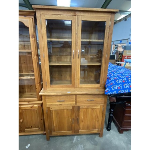 220 - Oak glazed dresser 190H 100W 43D
