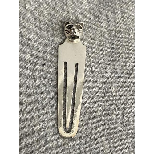 Silver cat bookmark