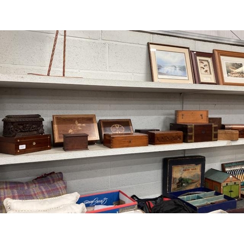 472 - 13 antique wooden boxes inc. mahogany, marquetry, walnut, brass bound etc. (some with age related we... 