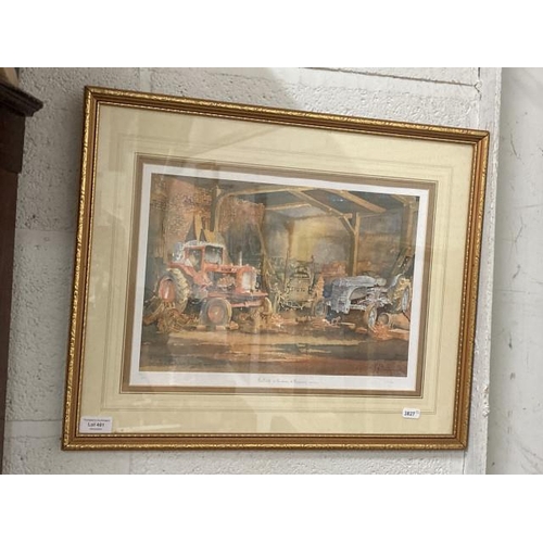 491 - Pencil signed K.W. Burton limited edition 74/850 'Tractor' print 44x53cm